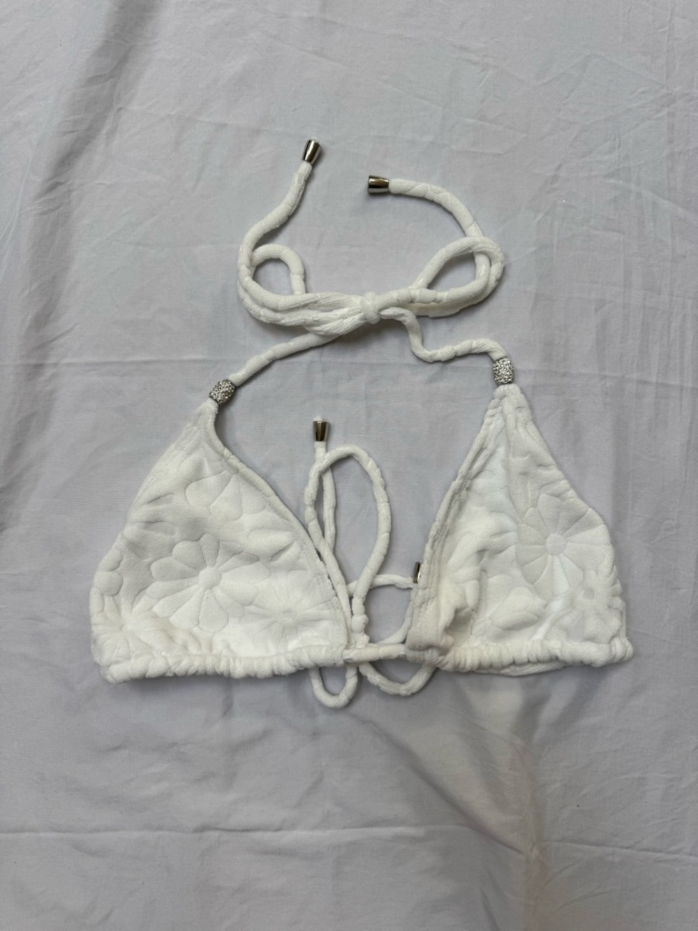 White Floral Triangle Bikini Top - Women Intimates & Sleepwear